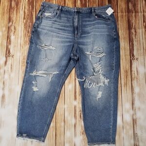 American Eagle Curvy Stretch Mom Jeans Ripped High Waisted Rise 90s Boho